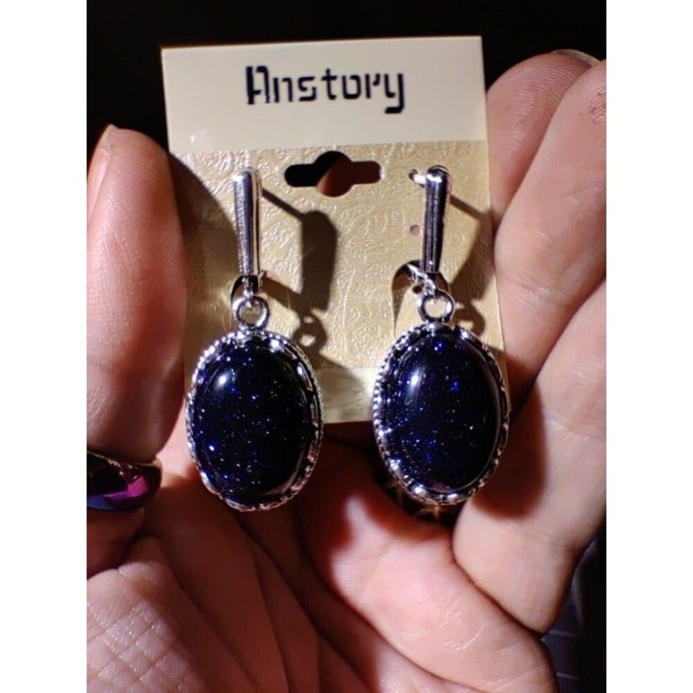 Sparkling Blue Sandstone Earrings